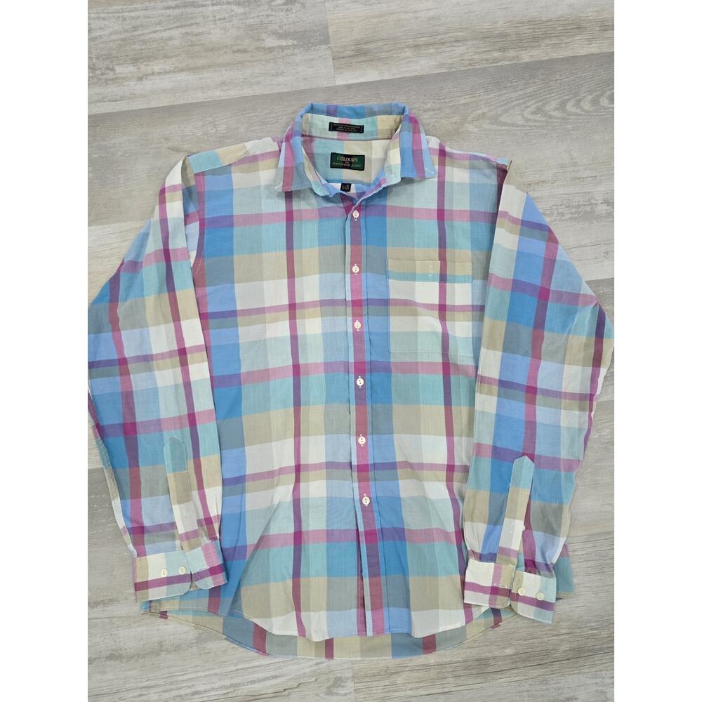 Vintage 90s Colours by Alexander Julian Plaid Shirt Men's L Made in Hong Kong8